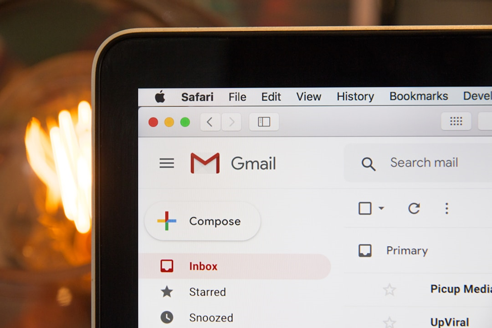 Close-up of Gmail inbox on laptop illustrating email marketing for publishers