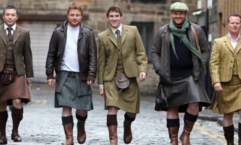 rugged men in kilts