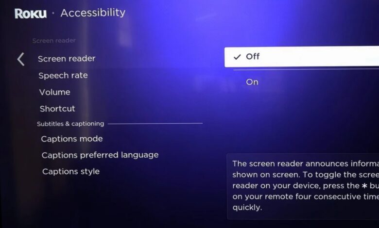Turn Off Screen Reader on Roku